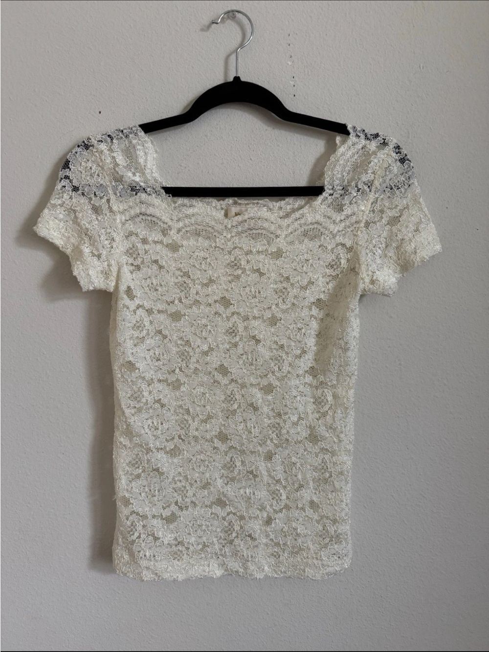 Vintage Victoria’s Secret Gold Label Bridal Cream Lace Sheer Cap Sleeve Top M
